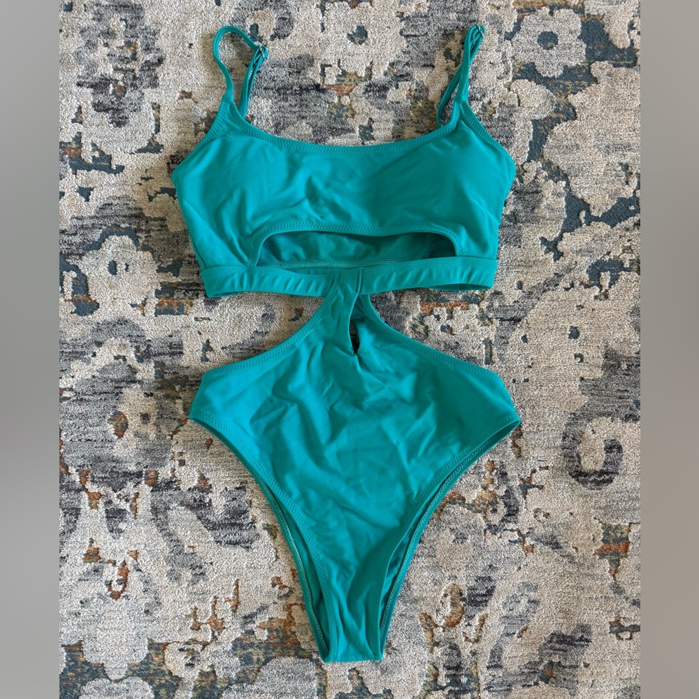 Teal Cutout One-Piece Swimsuit